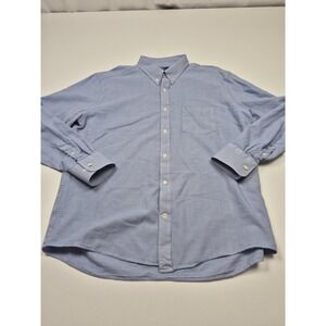 Wool & Prince Shirt Mens 2XLT Blue Check Worsted Wool Button Down Long Sleeve